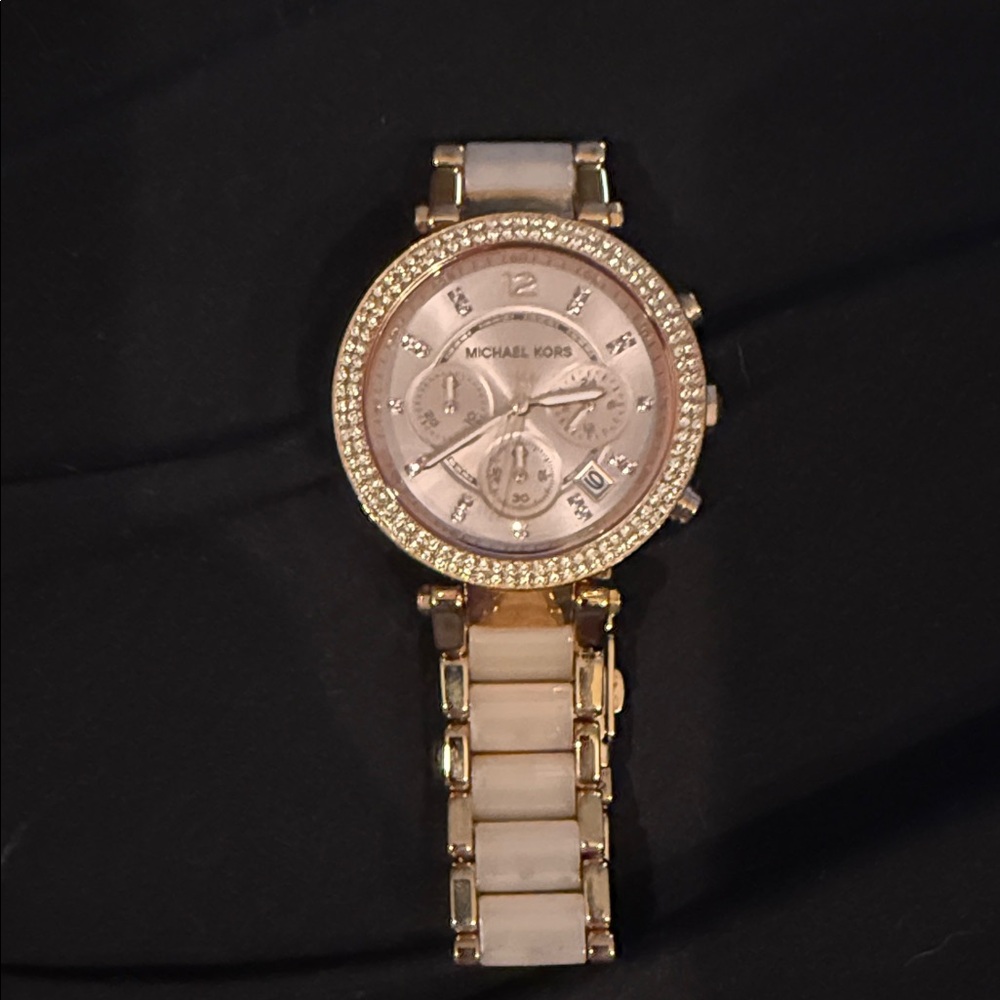 Michael Kors Gold and White Women's Watch